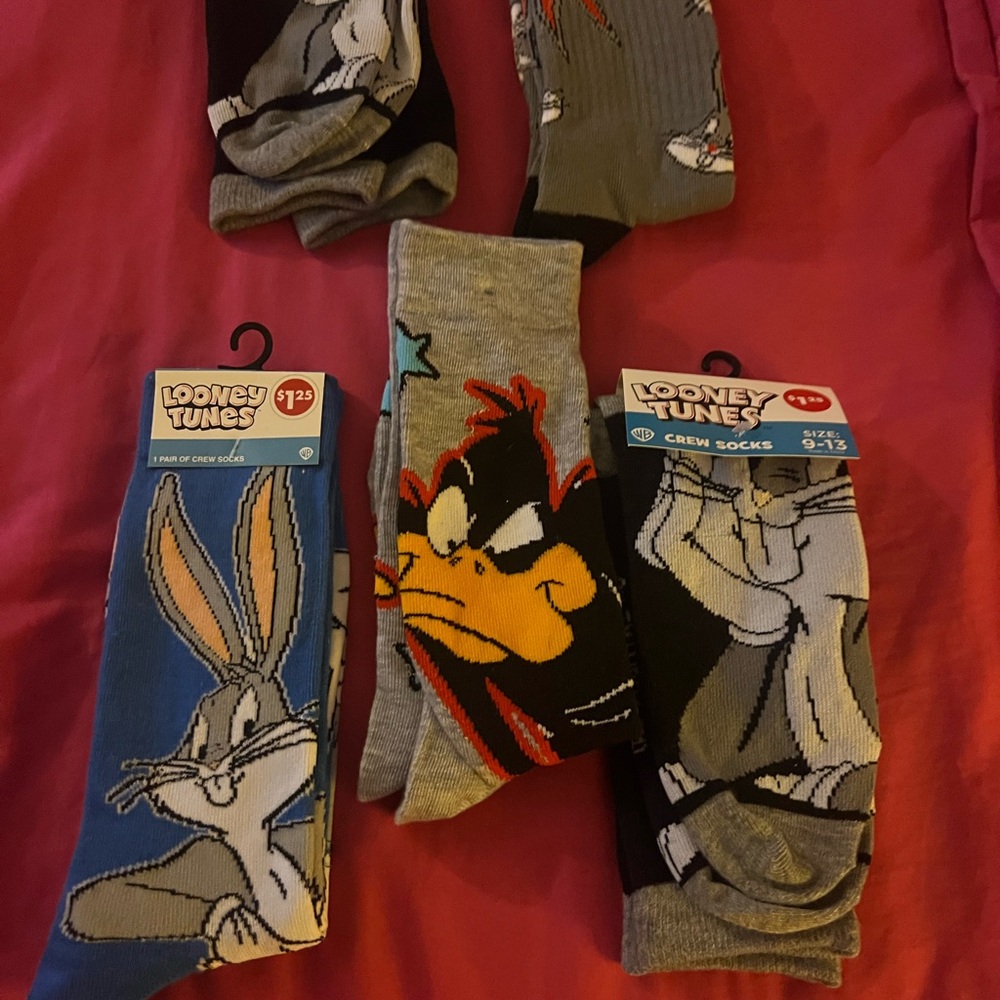Warner Bros. Looney Tunes Character Crew Socks - Blue, Gray, Black